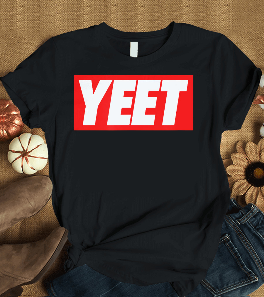 Yeet Basketball Red Bold Typography T-Shirt