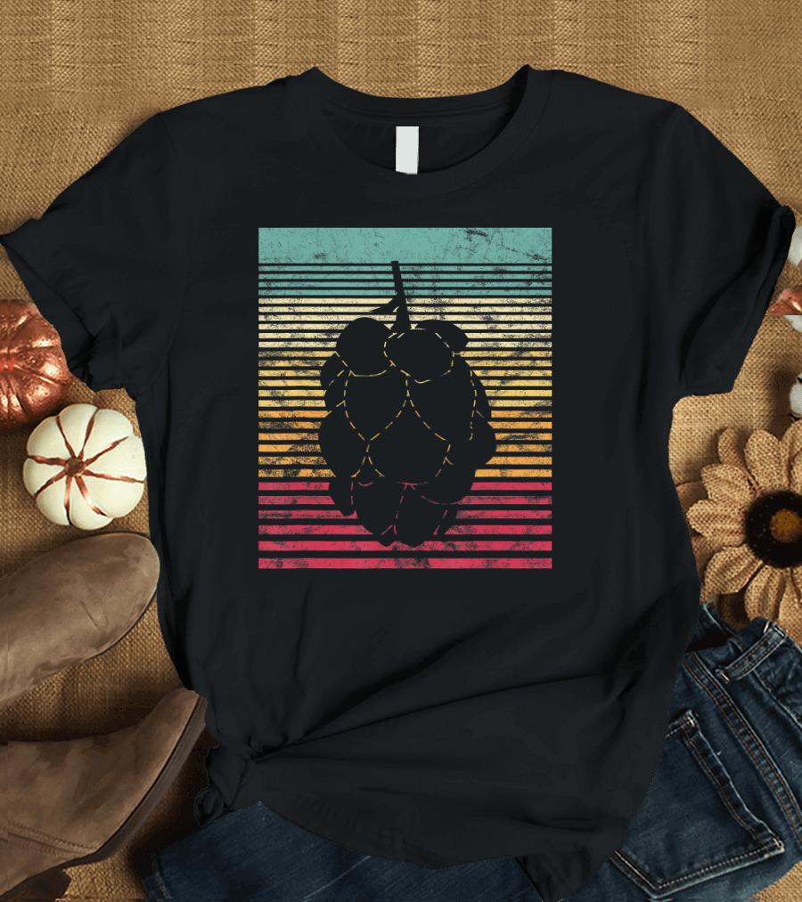 Vintage Hops Leaf Craft Beer Retro Stripes T-Shirt