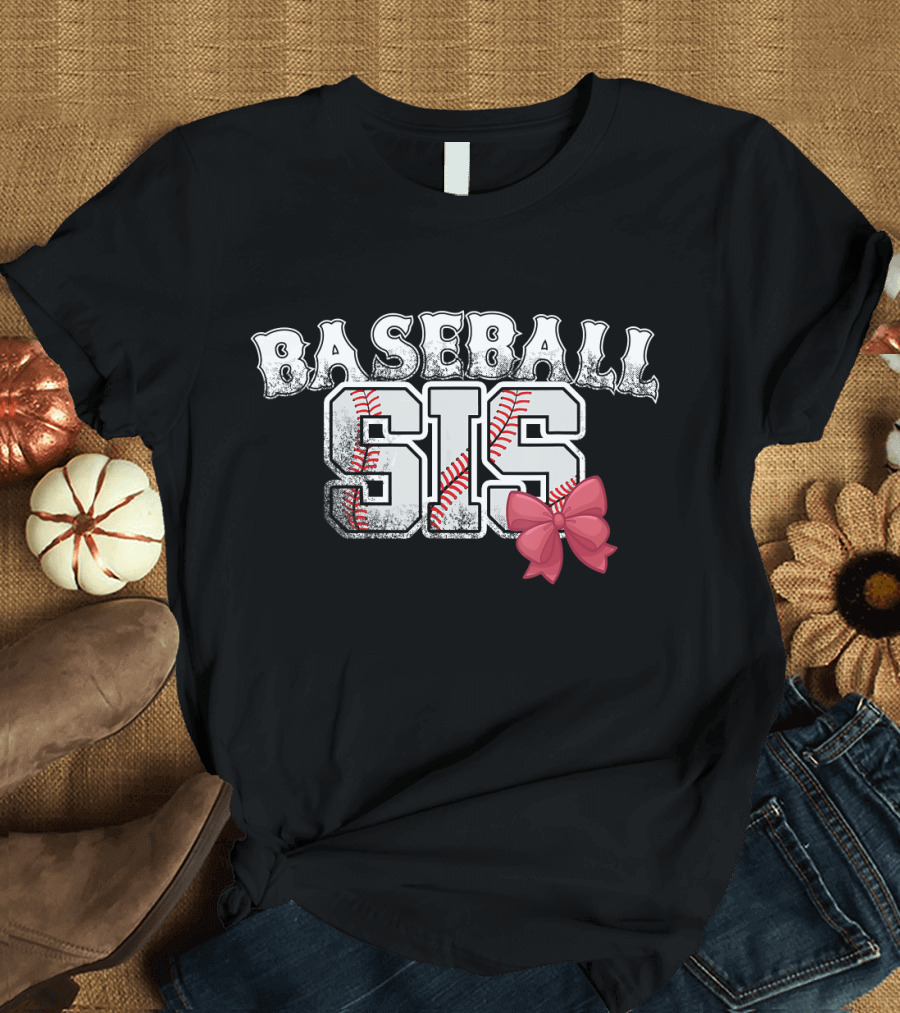 Baseball Sis with Pink Bow T-Shirt