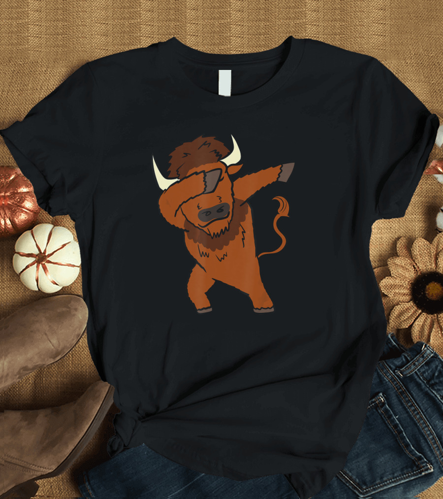Dabbing Bison Dab Dance Funny Animal Cartoon T-Shirt