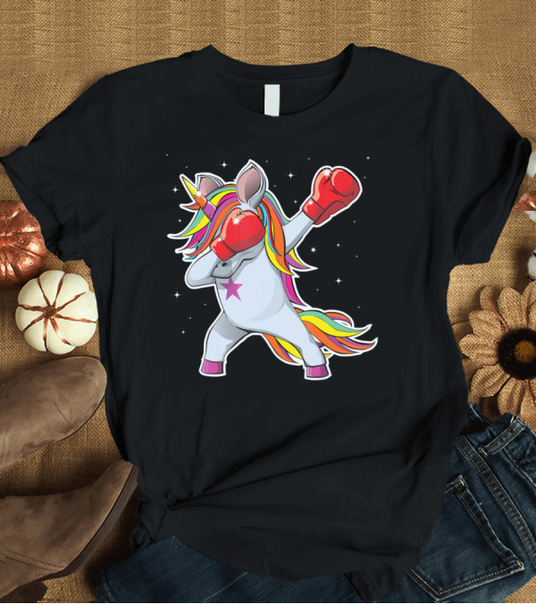 T-Shirt: Dabbing Boxing Unicorn with Rainbow Mane and Red Gloves Girl Squad Rules T-Shirt Dabbing Boxing Unicorn with Rainbow Mane and Red Gloves Girl Squad Rules T-Shirt