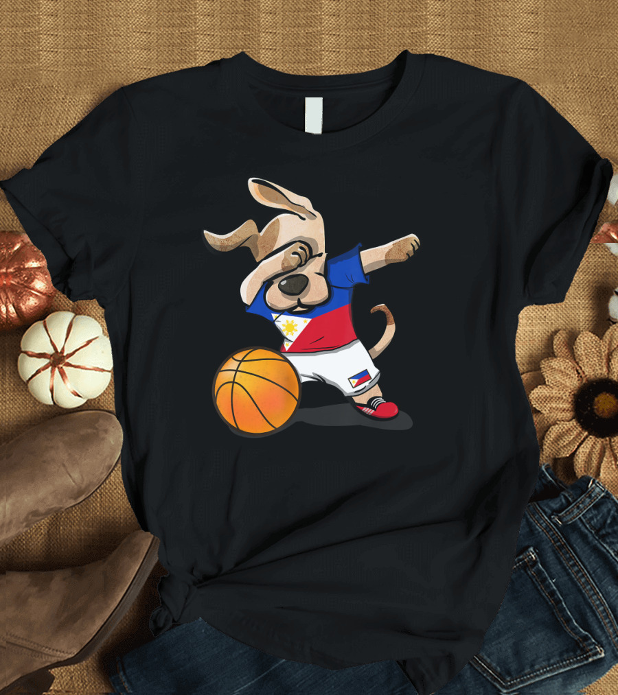 Dog Dabbing Basketball Philippines Jersey Flag T-Shirt