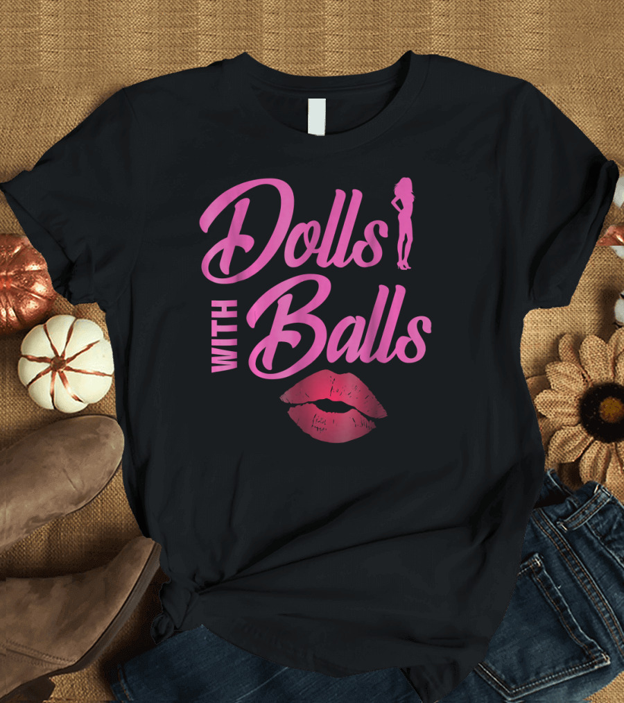 Dolls with Balls Funny Bowling Sports Silhouette Lips T-Shirt