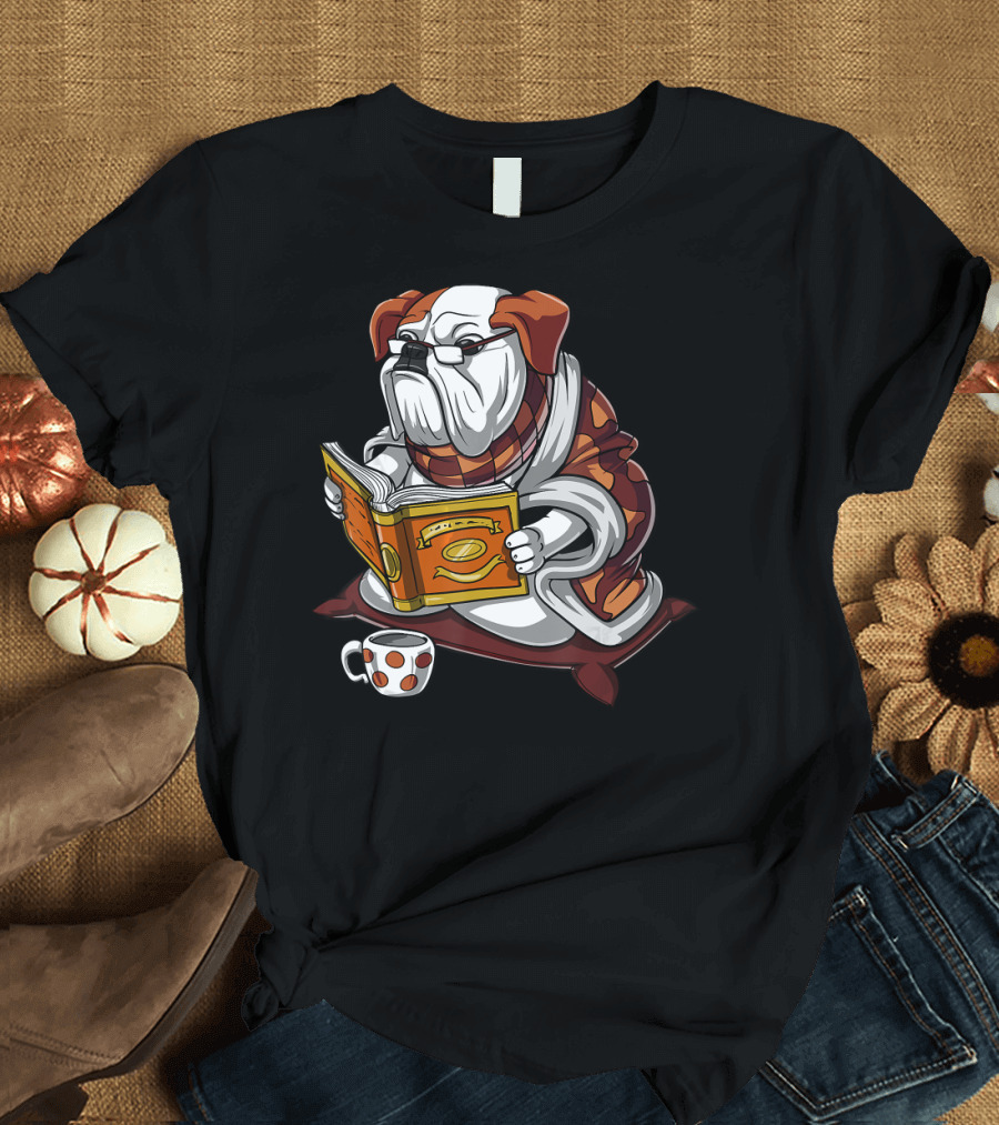 English Bulldog Reading Book Nerd T-Shirt