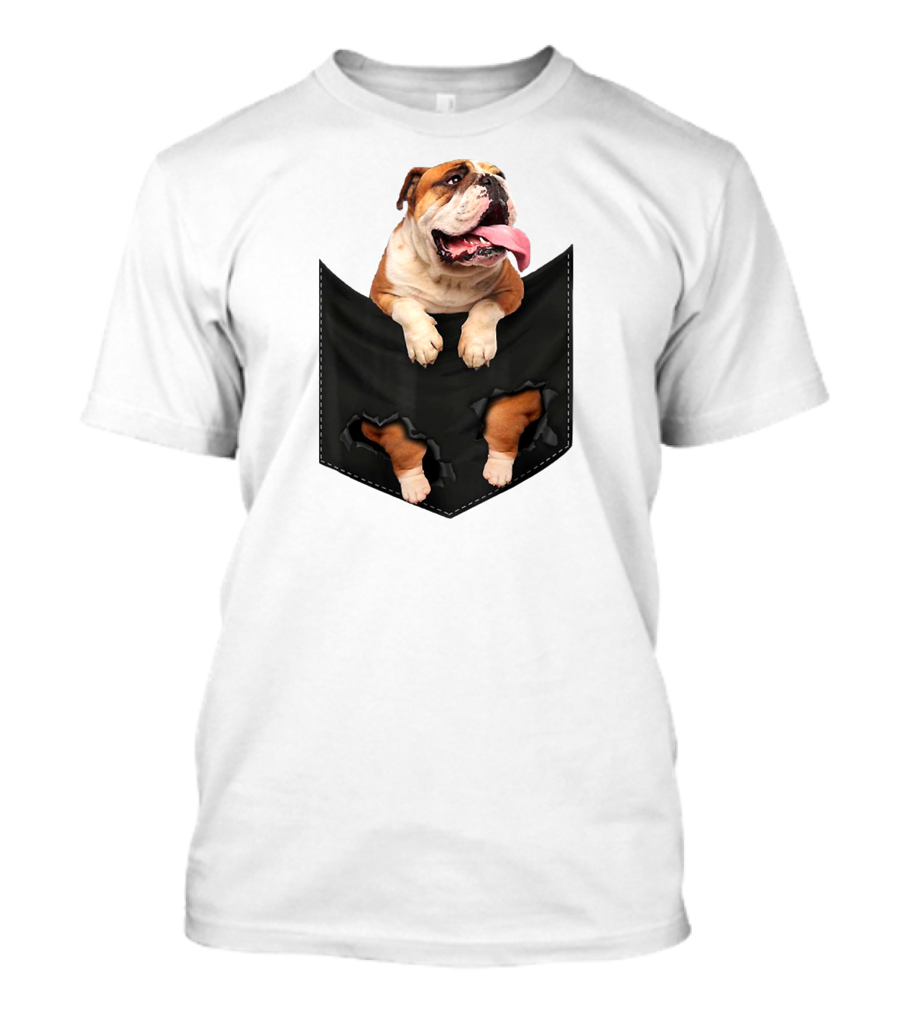English Bulldog Pocket Mid Bulldog Peeking Out T-Shirt