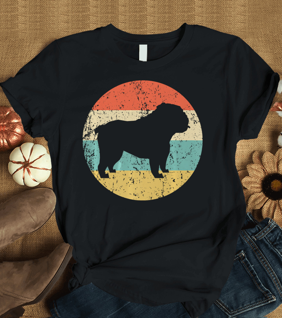 English Bulldog Retro Circle T-Shirt
