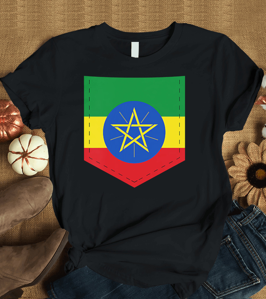 Ethiopia Flag Green Yellow Red with Blue Circle and Star T-Shirt