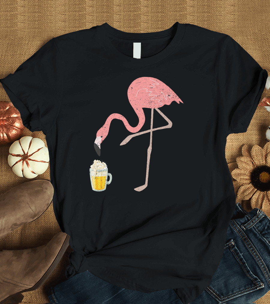 Flamingo Beer Love Bird Drinking T-Shirt