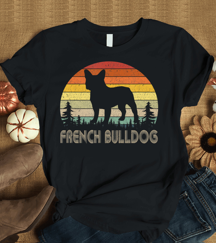French Bulldog Vintage Dog 70's Retro Sunset T-Shirt