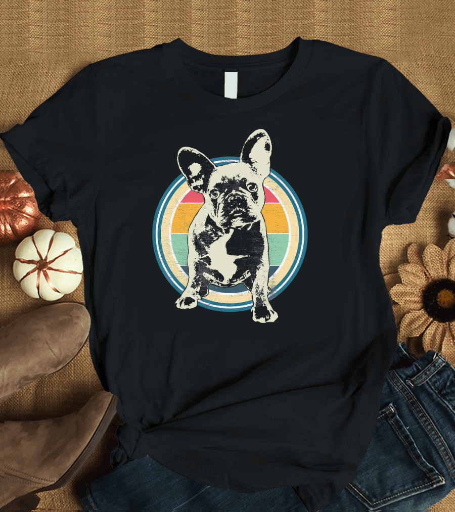 French Bulldog Vintage Retro Circle T-Shirt