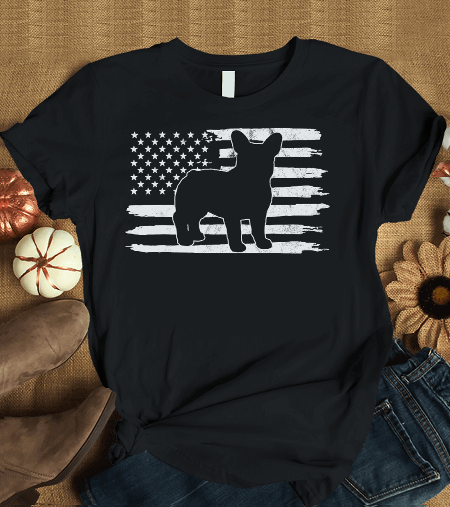 Frenchie American Flag Fourth of July T-Shirt