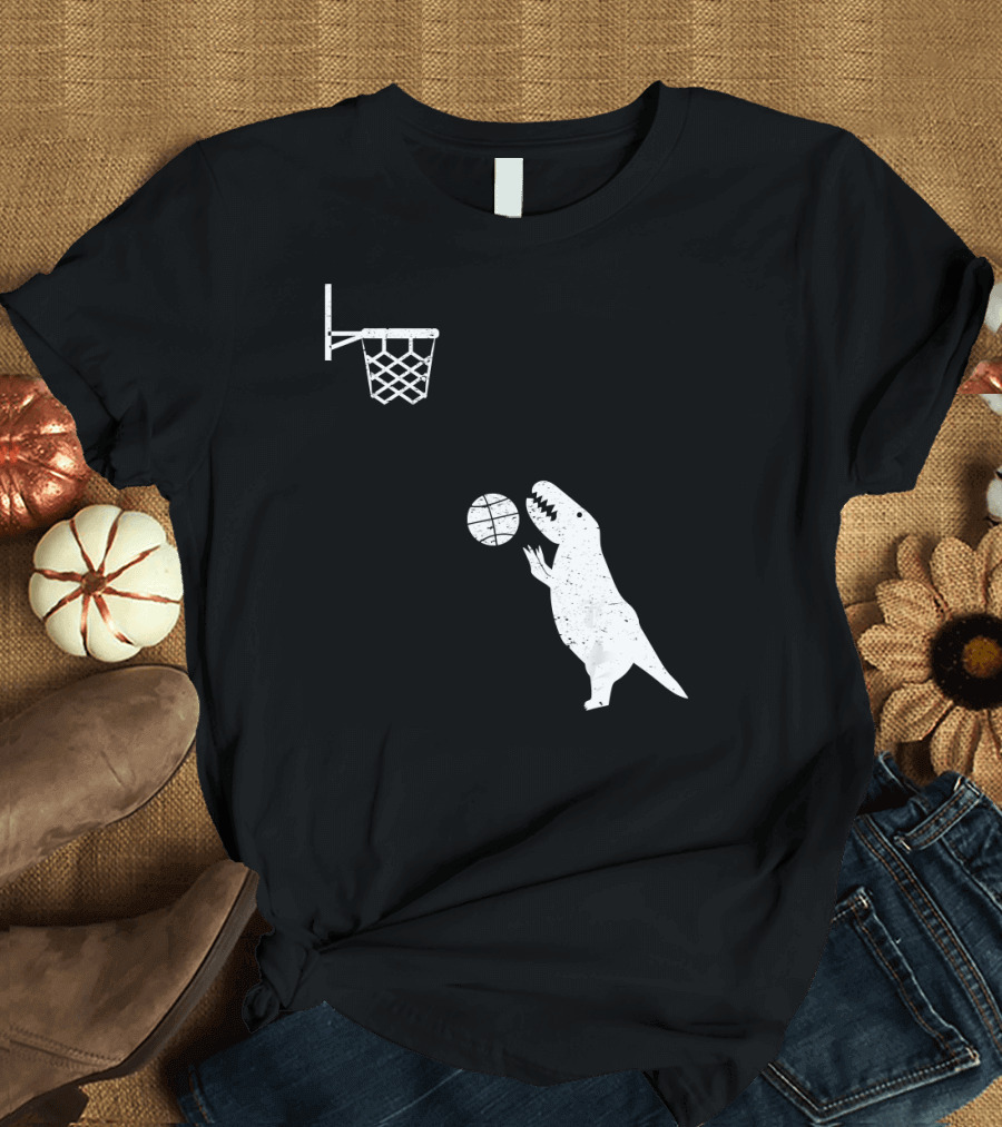 Funny Basketball Dinosaur Rex Throwin' Slam Dunk T-Shirt