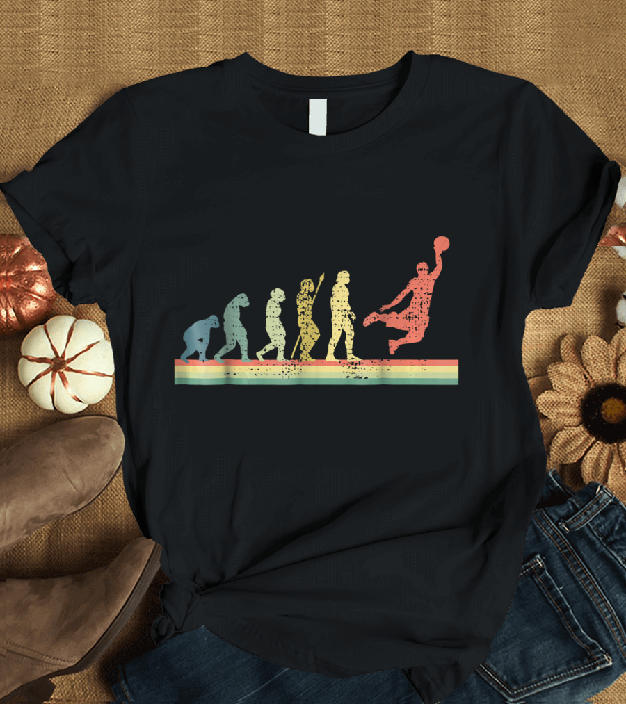 Evolution Of Basketball Player Silhouette Path T-Shirt