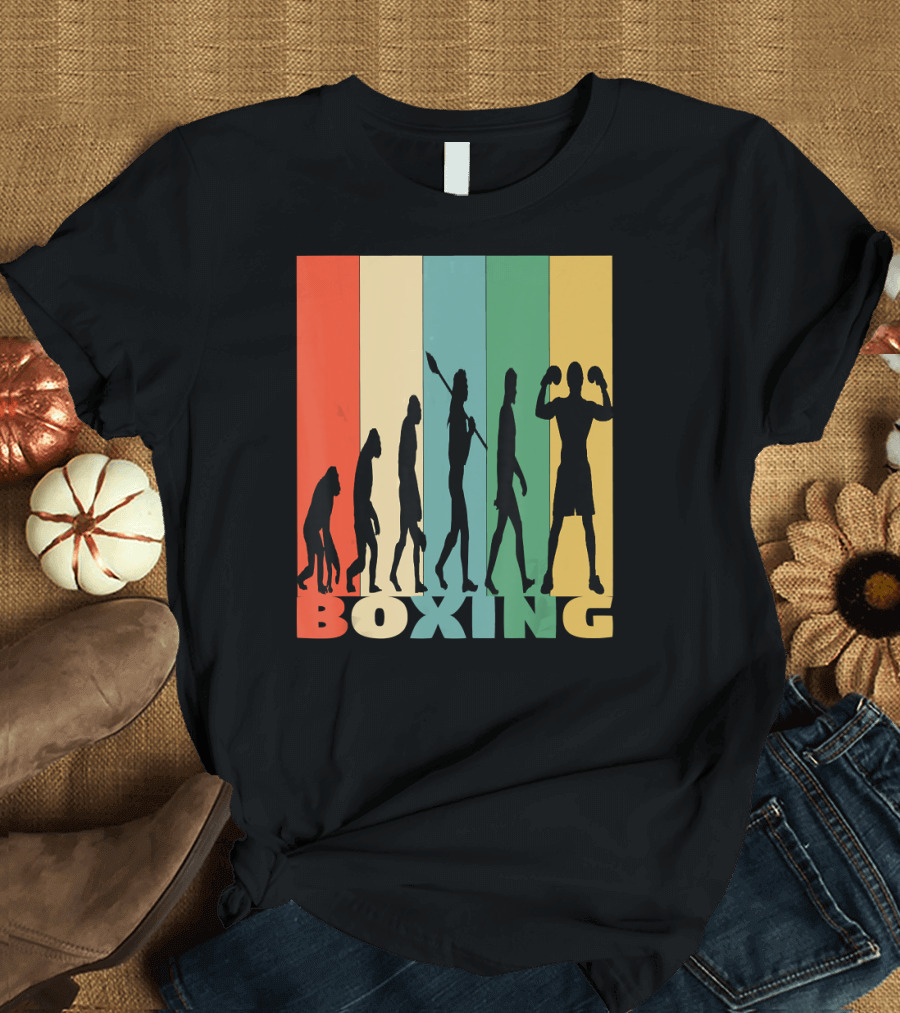 Boxing Evolution Vintage Silhouette Humor T-Shirt