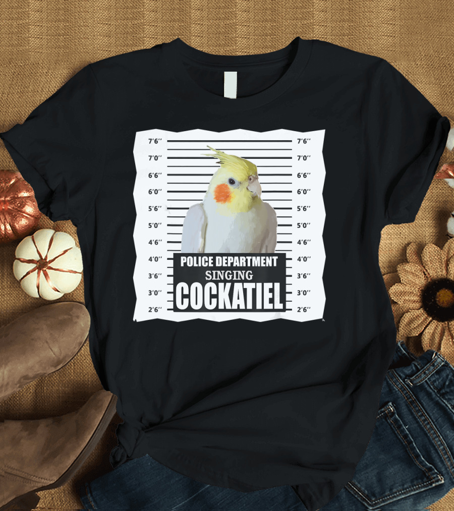 POLICE DEPARTMENT SINGING COCKATIEL MUGSHOT T-Shirt