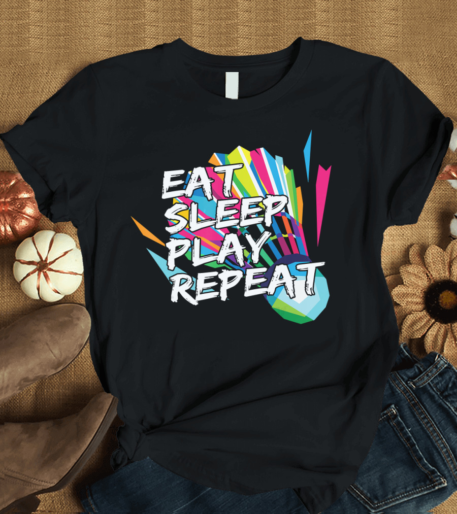 Eat Sleep Play Repeat Badminton Shuttlecock T-Shirt