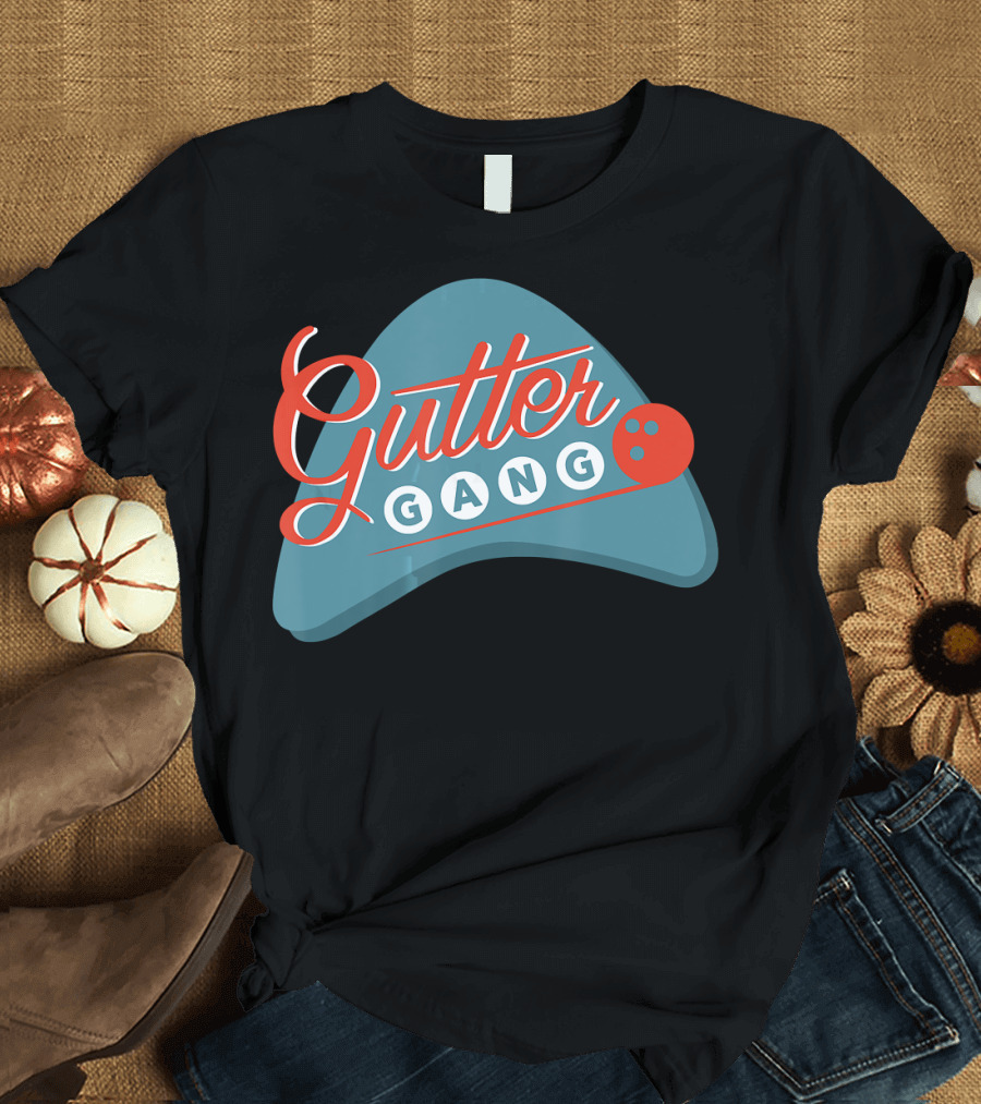 Gutter Gang Bowling League Team Retro Bowling Ball T-Shirt
