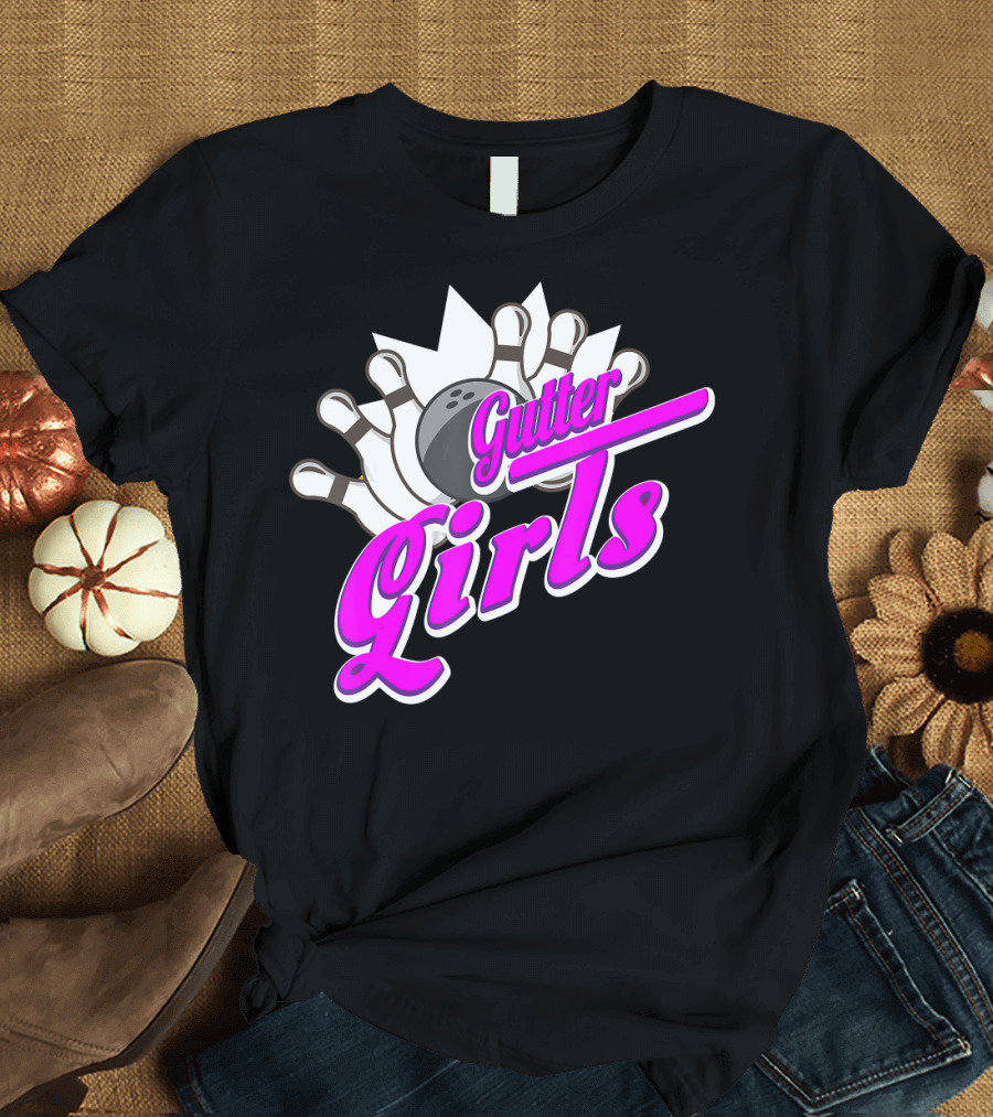 Gutter Girls Bowling Ball Pin Bowler Retro T-Shirt