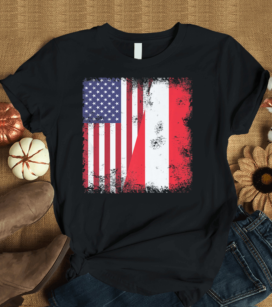 USA Austrian Flag Vintage Austria U T-Shirt