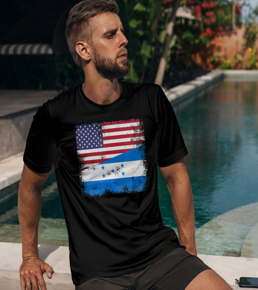Half Honduran Half American Flag Vintage Hon T-Shirt