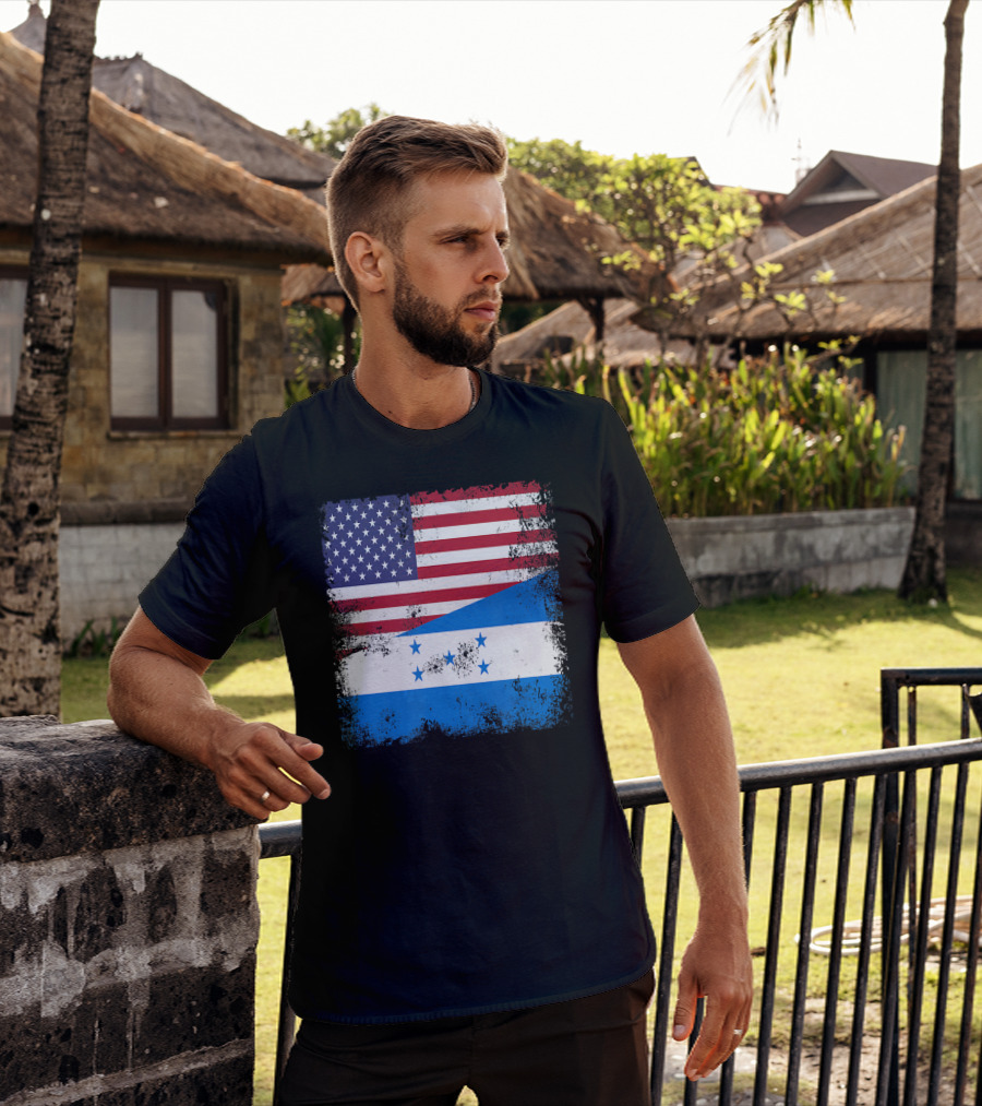 Half Honduran Half American Flag Vintage Hon T-Shirt