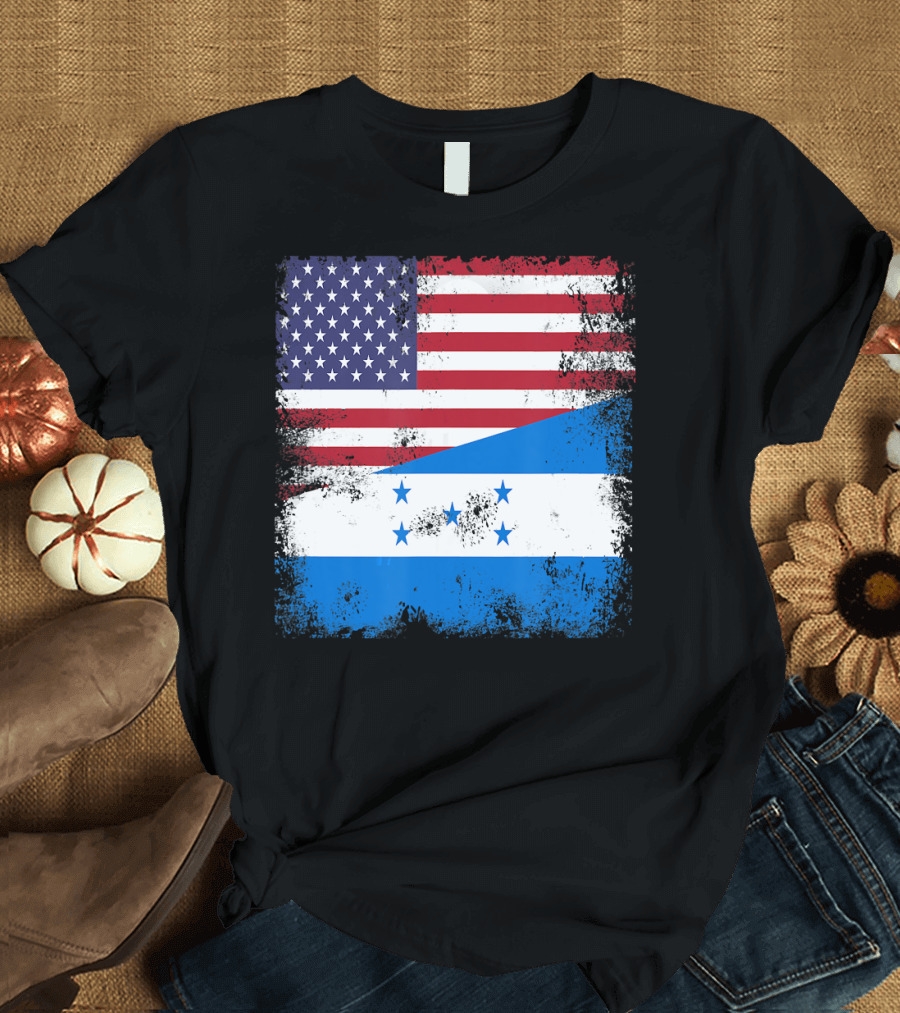Half Honduran Half American Flag Vintage Hon T-Shirt