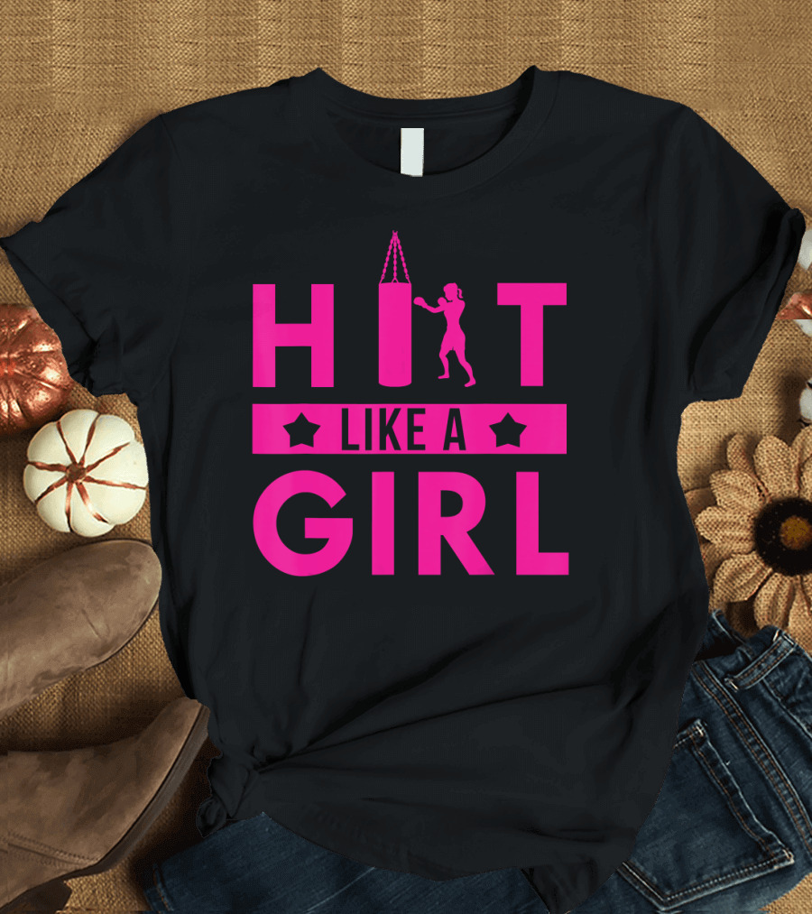 Hit Like A Girl Boxing Punching Bag Boxer T-Shirt