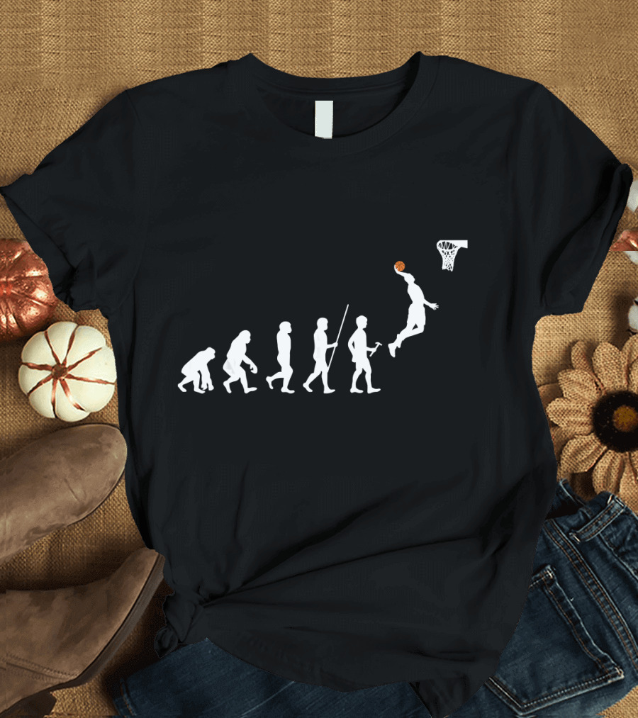 Evolution of Man Playing Basketball Dunk T-Shirt