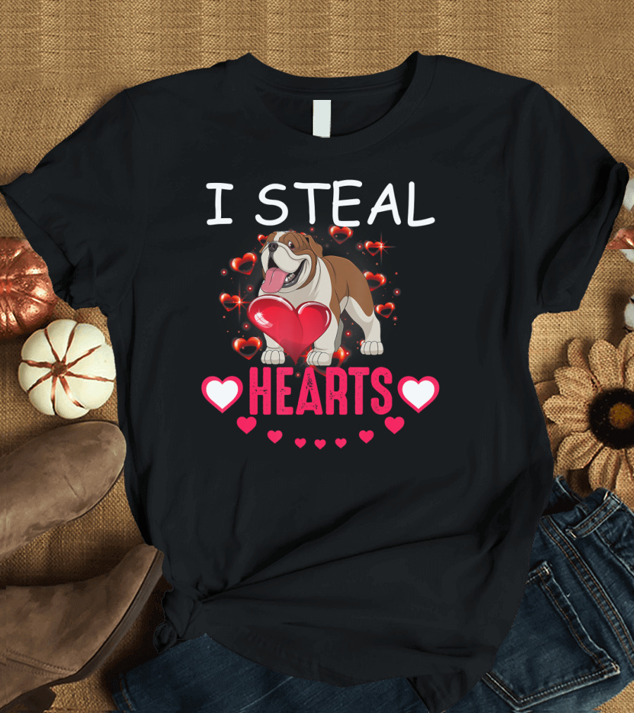 I Steal Hearts Bulldog Hearts T-Shirt