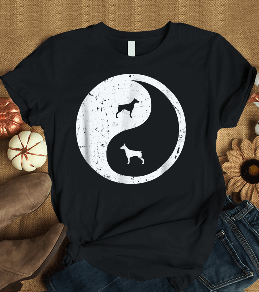 Doberman Pinscher Yin Yang Symbol with Doberman T-Shirt