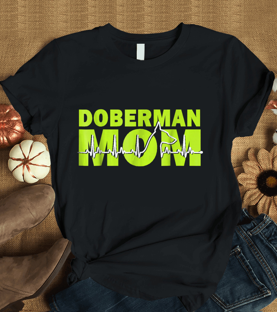 DOBERMAN MOM Heartbeat Dog T-Shirt