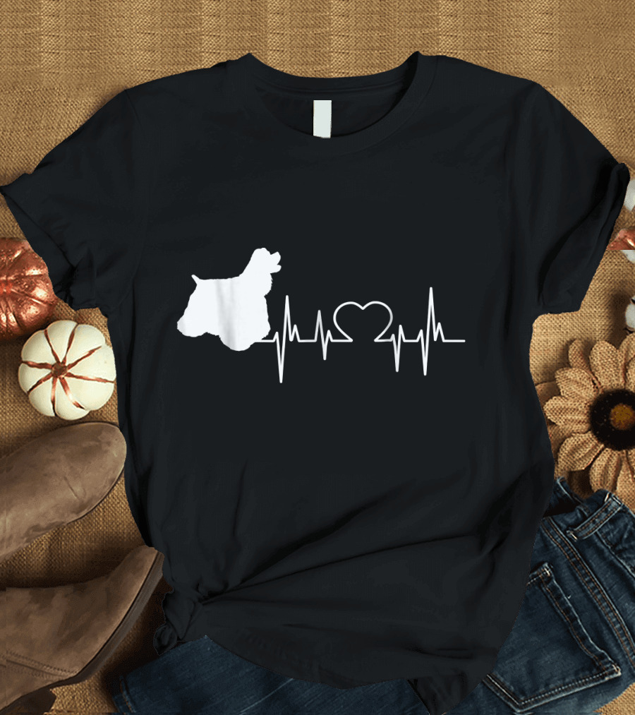 American Cocker Spaniel Dad Heartbeat Love T-Shirt