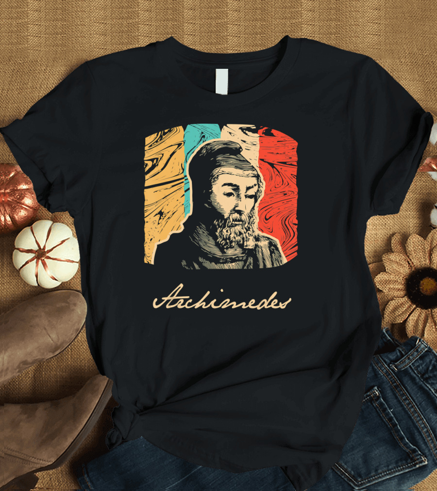 Archimedes Portrait with Colorful Abstract Background T-Shirt