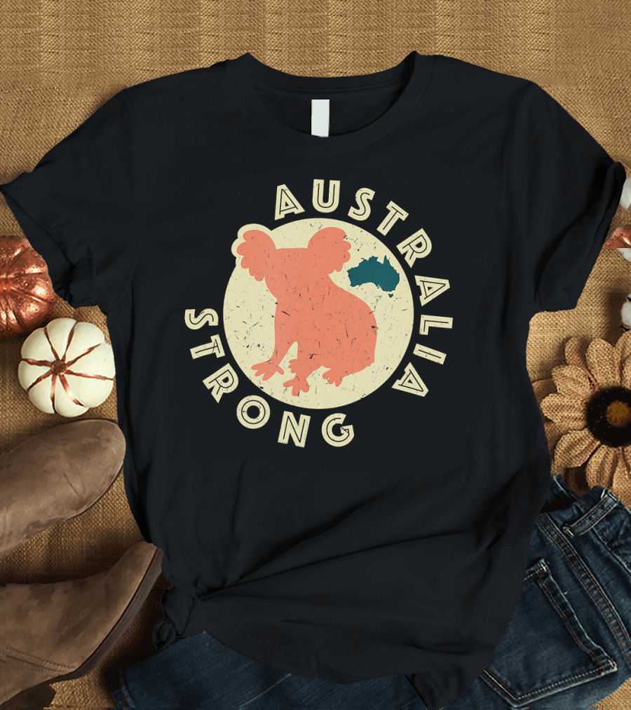 Australia Strong Koala Silhouette with Map T-Shirt