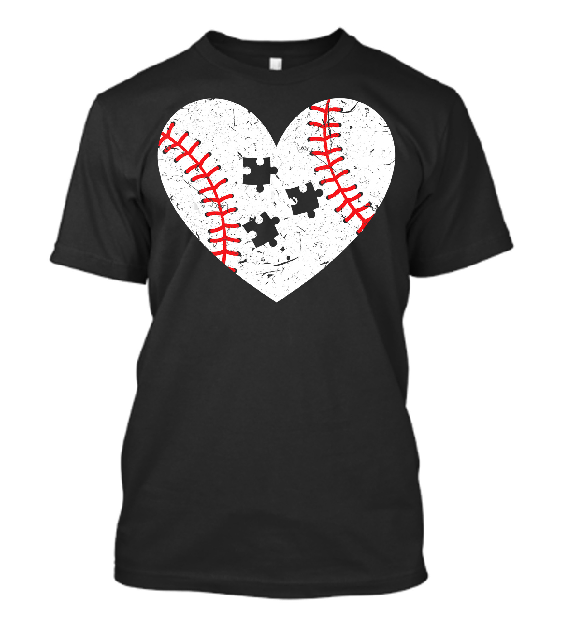 Baseball Heart Autism Puzzle Love T-Shirt