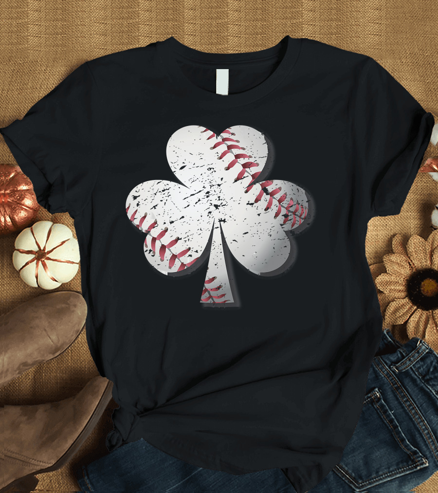 Baseball St Patrick's Day Shamrock Vintage T-Shirt