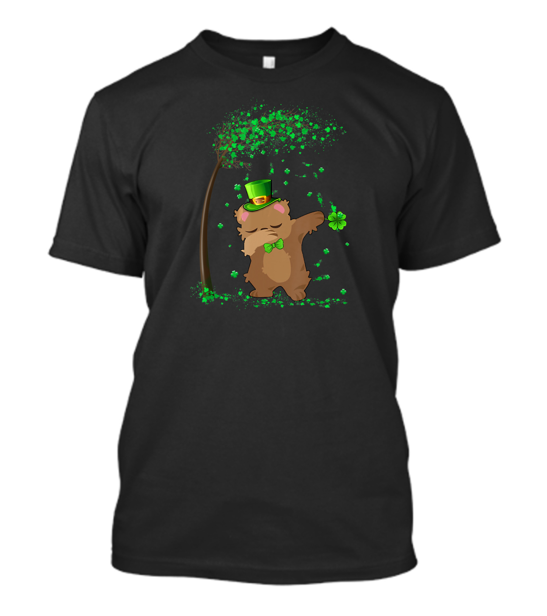 Bear Happy Patrick's Day Funny St. Patrick's Day Leprechaun Dabbing Clover Tree T-Shirt