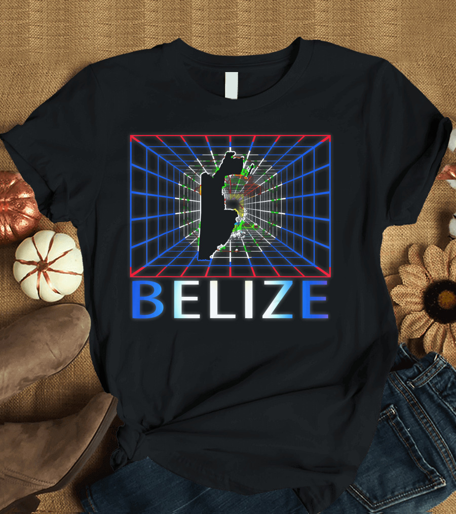 Belize 3D Grid Map Visualization T-Shirt