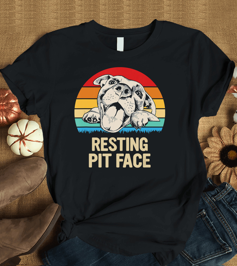 Resting Pit Face Bombshell Bullies Pit Bull Rescue Retro T-Shirt
