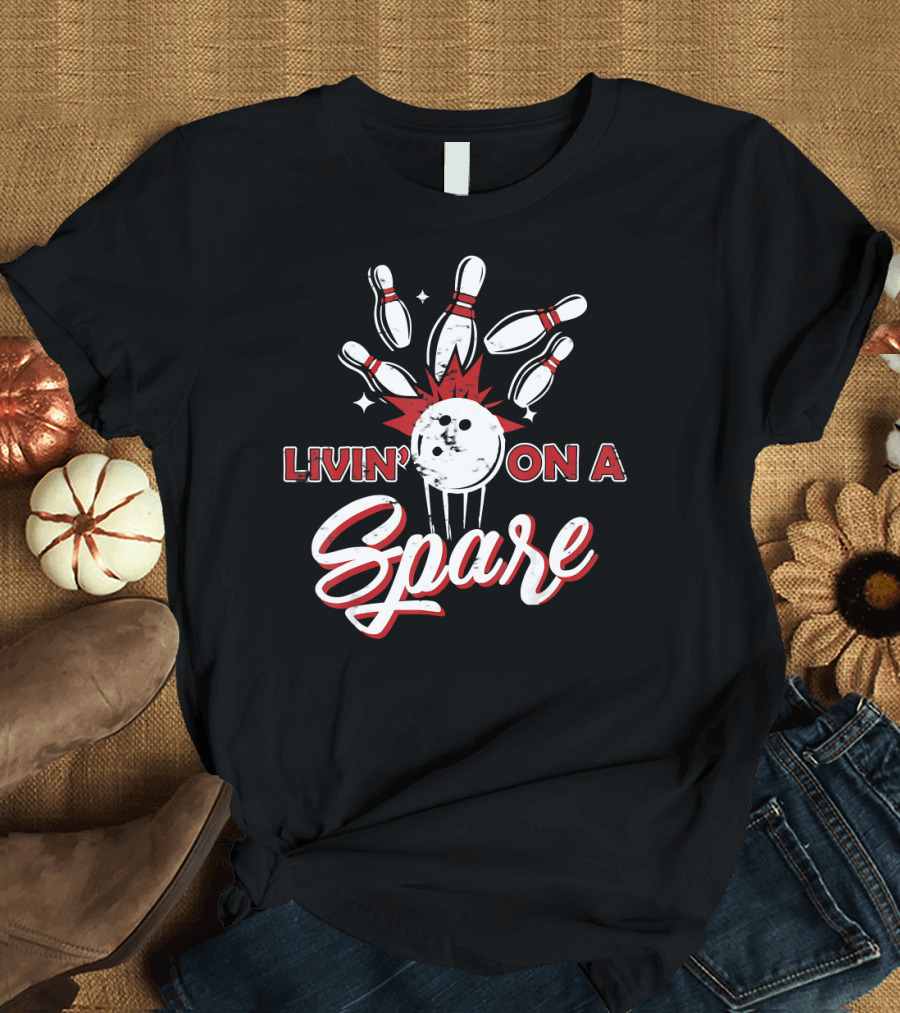 Livin' on a Spare Funny Bowling Pins Collision T-Shirt