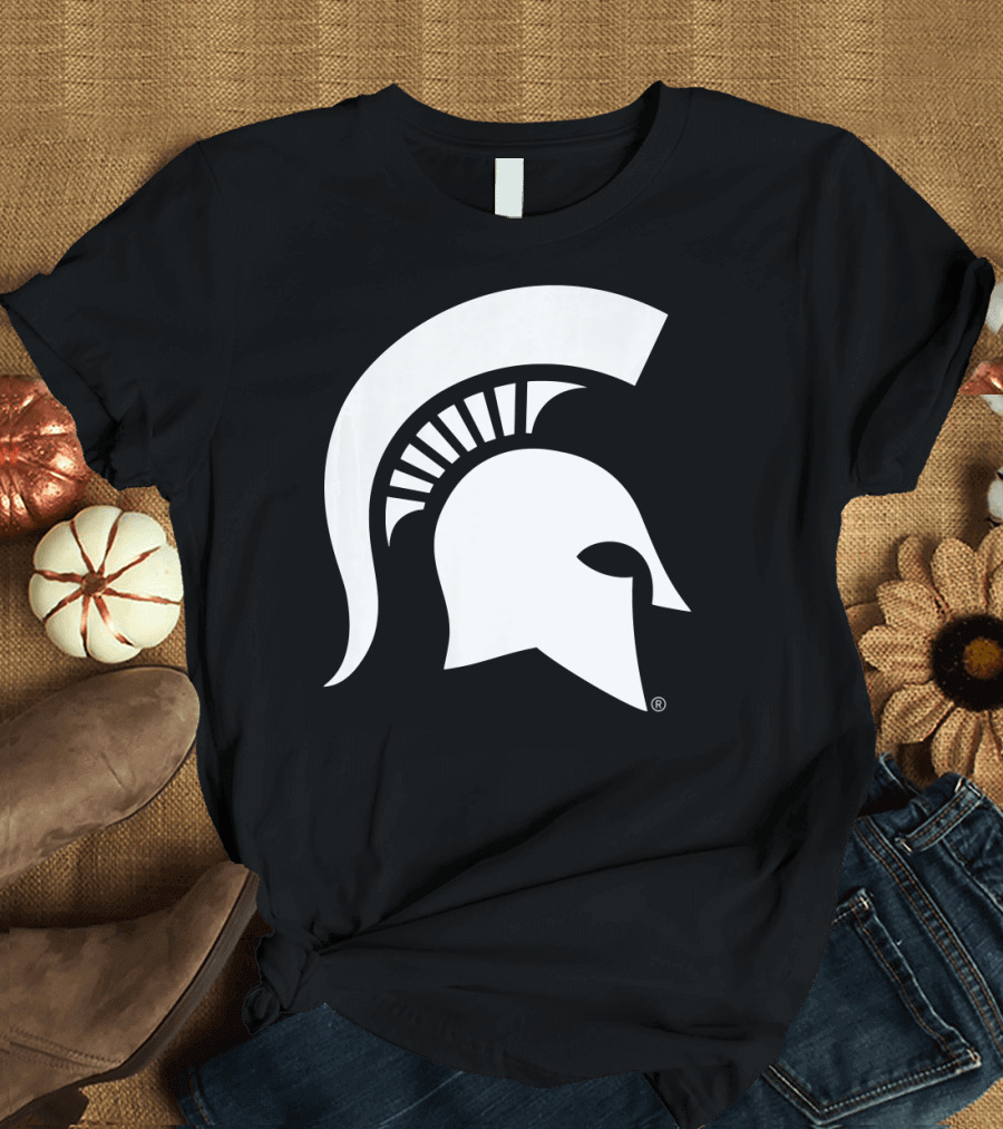 Michigan State MSU Spartans Womens NCAA Spartan Helmet Logo Black T-Shirt