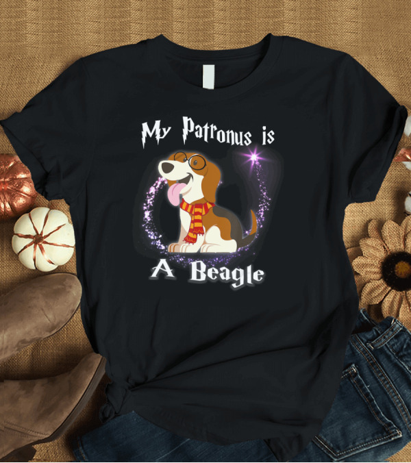 T-Shirt: My Patronus Is a Beagle Dog Lovers with Magic Sparkle and Glasses T-Shirt My Patronus Is a Beagle Dog Lovers with Magic Sparkle and Glasses T-Shirt