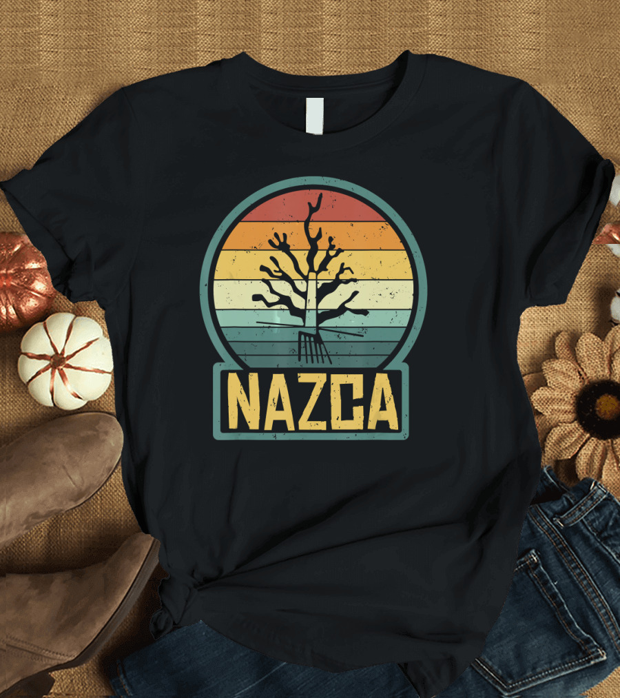 Nazca Lines Tree of Life Retro Circle T-Shirt