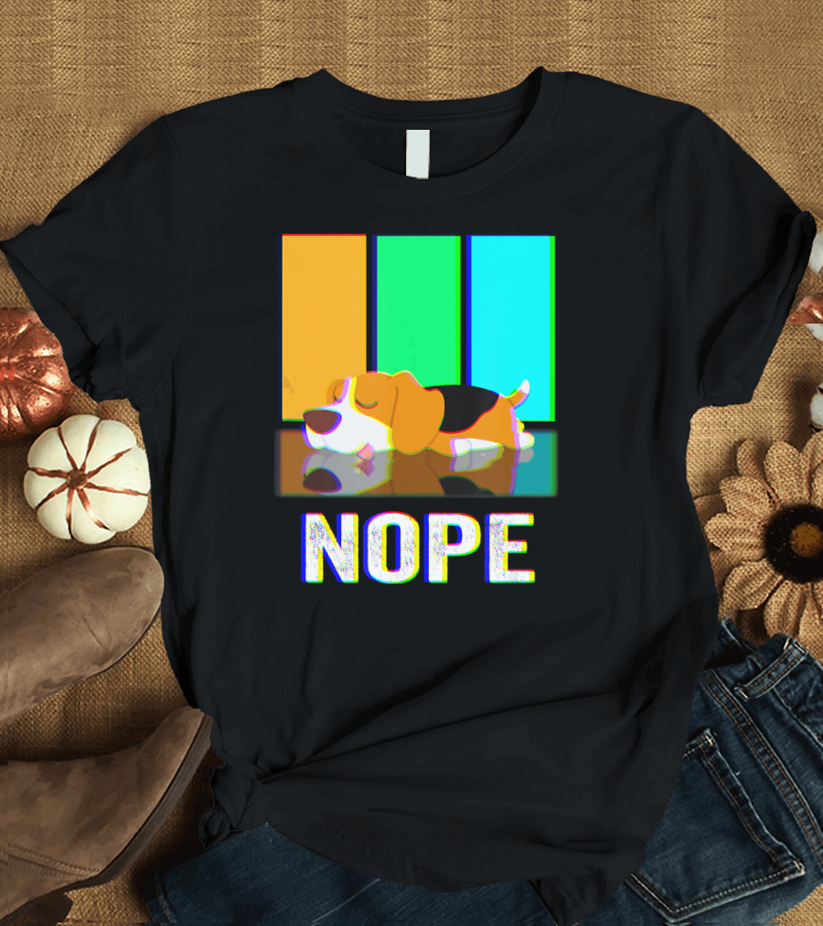 Nope Beagle Not Today Dog Sleeping Cartoon Colorful Blocks T-Shirt