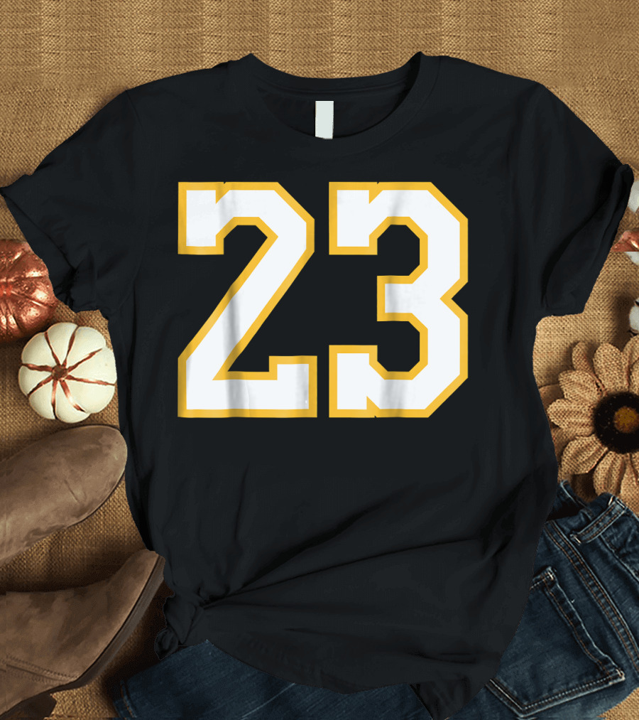 Number 23 Front Back Basketball Jersey Iconic Yellow Outline T-Shirt