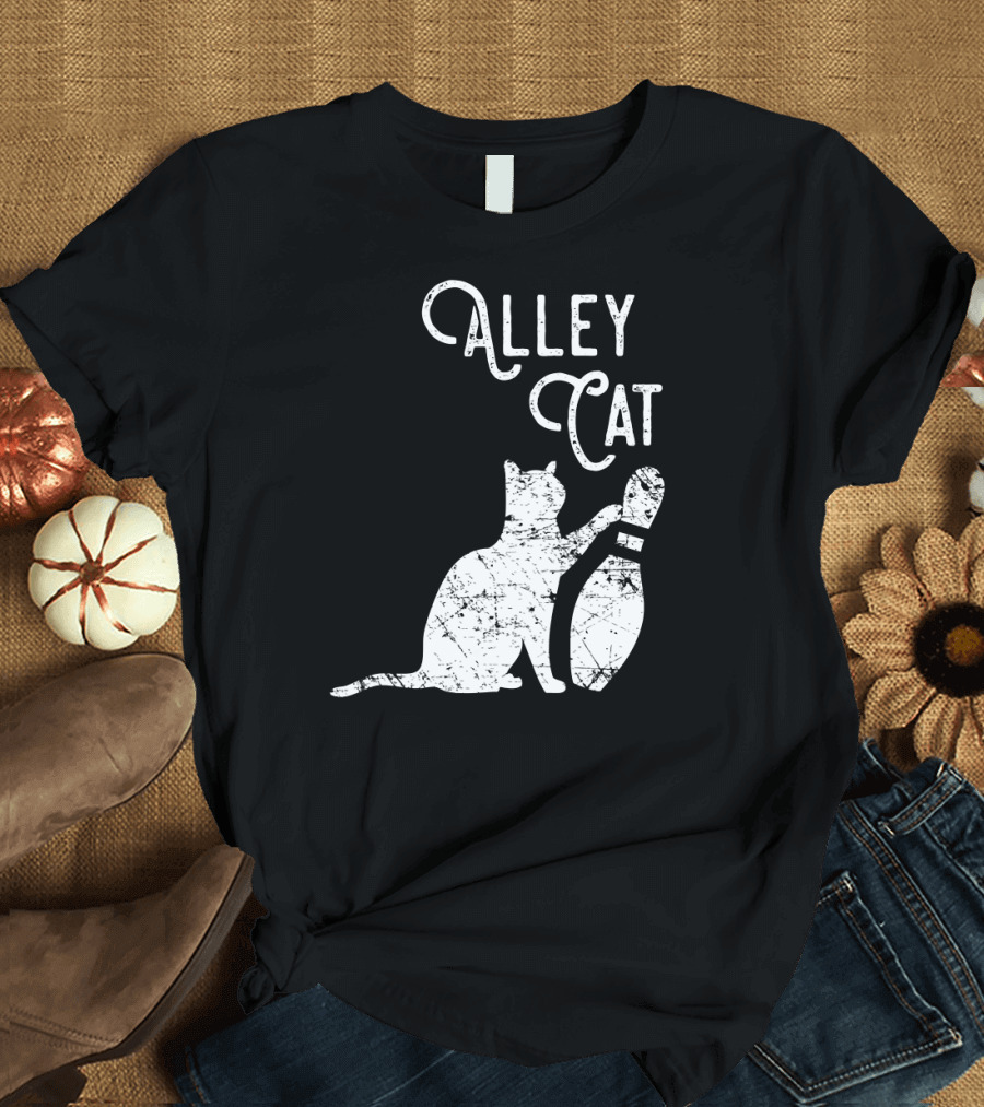 Alley Cat Tipping Bowling Pin T-Shirt
