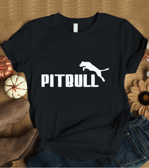 T-Shirt: Pitbull Jumping Dog T-Shirt Pitbull Jumping Dog T-Shirt