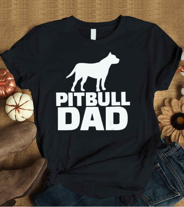 T-Shirt: Pitbull Dad Silhouette Canine Lover T-Shirt Pitbull Dad Silhouette Canine Lover T-Shirt