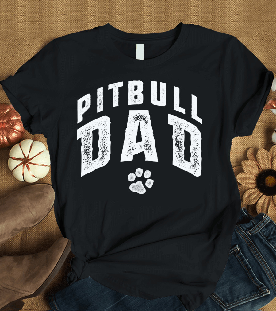 Pitbull Dad Terrier with Paw Prints T-Shirt