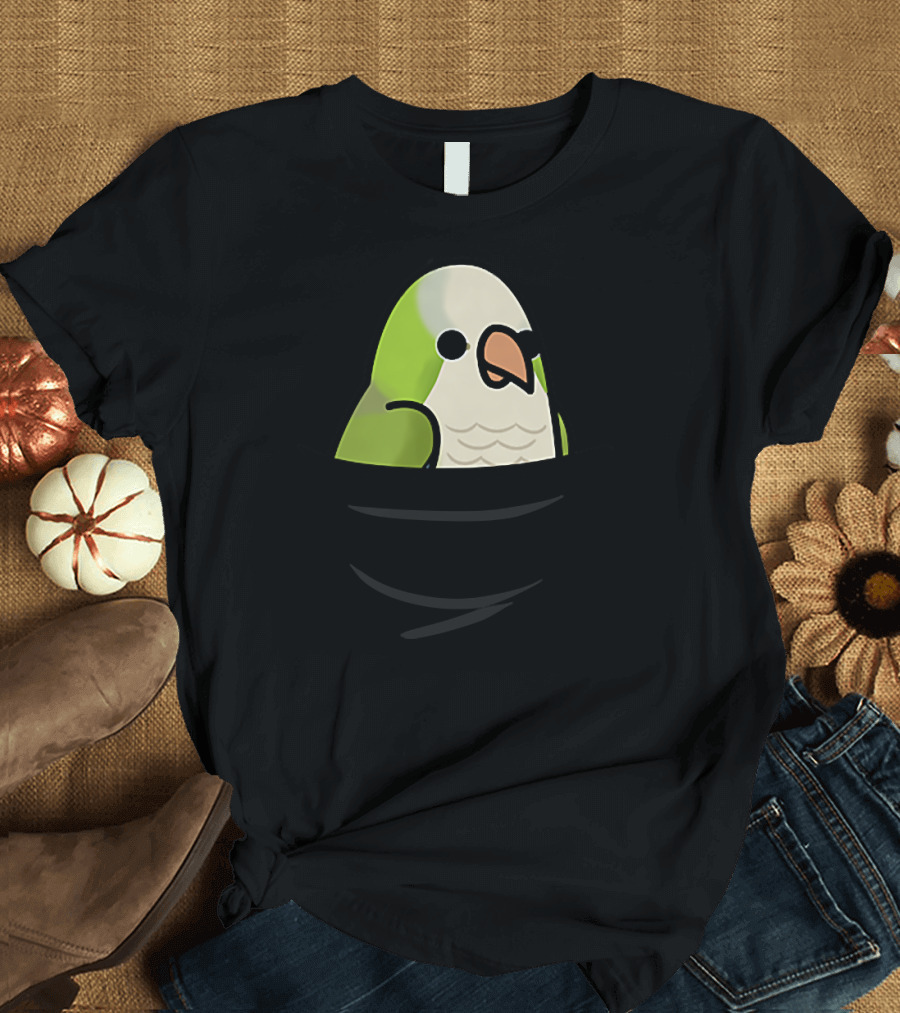 Pocket Quaker Parrot Bird Charm in Black Range T-Shirt